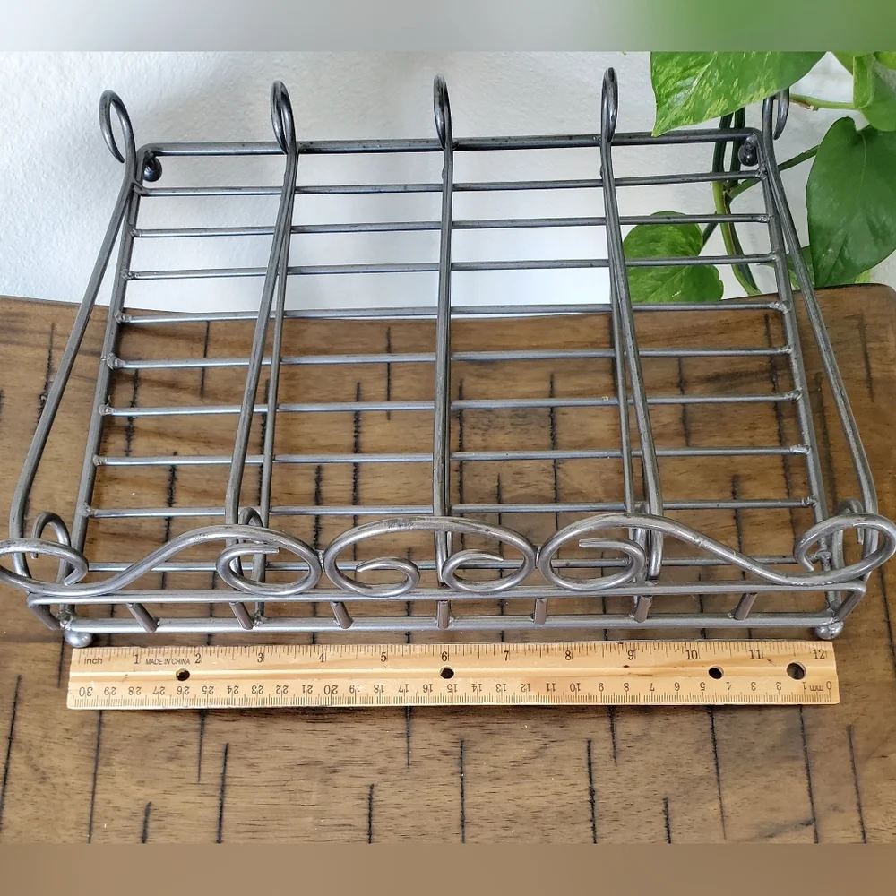 Vintage Home Interiors Sutton Silver Wrought Iron Caddy Organizer - Picture 5 of 8